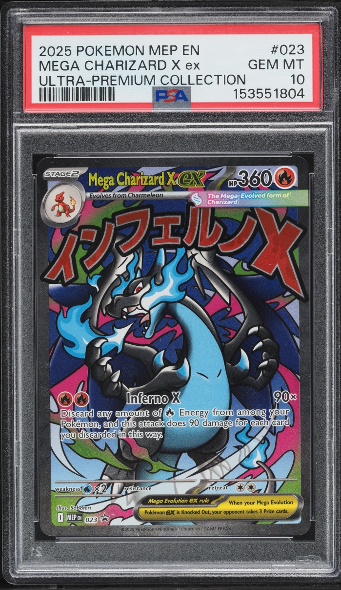 2025 Pokemon Mega Evolution Promo Ultra Premium Full Art Mega Charizard X ex #23 PSA 10 GEM