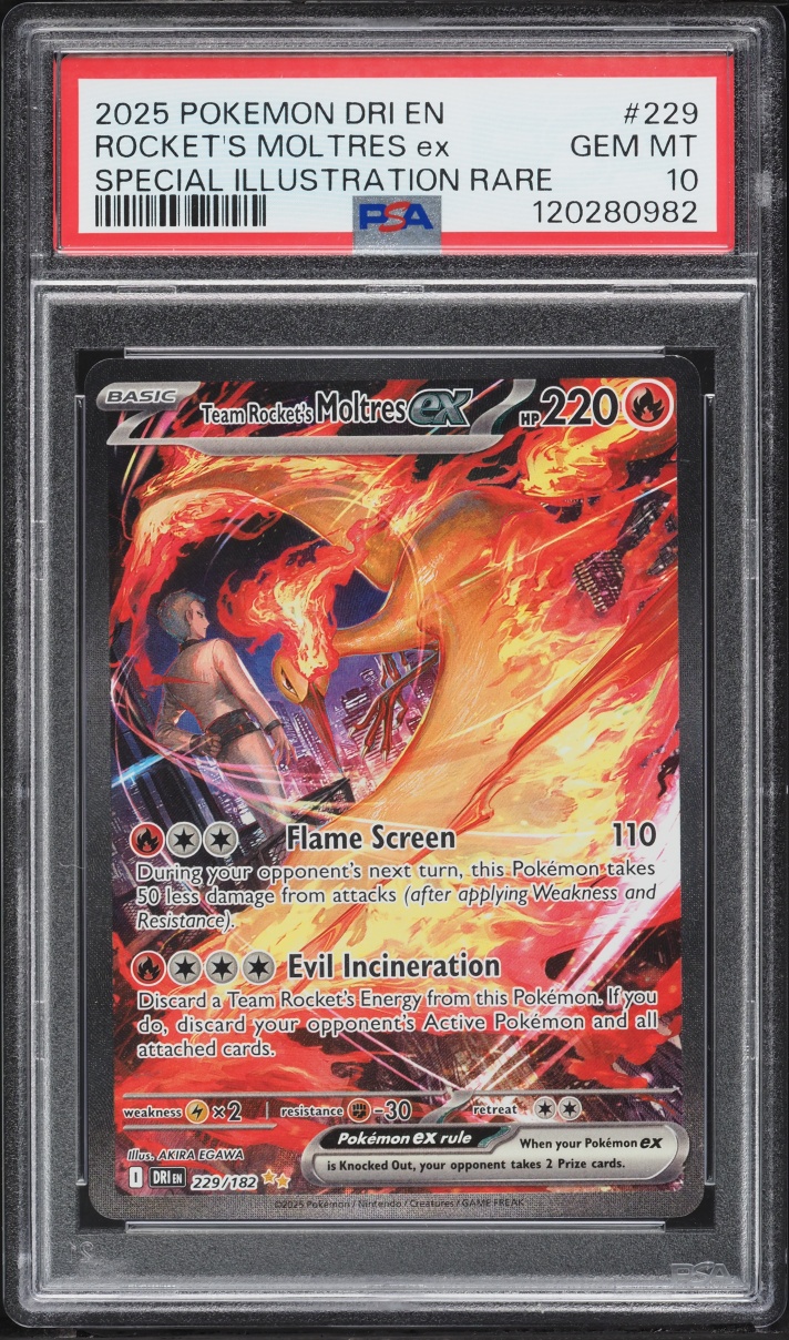 2025 Pokemon Scarlet & Violet Destined Rivals SIR Team Rocket's Moltres ex #229 PSA 10 GEM MINT