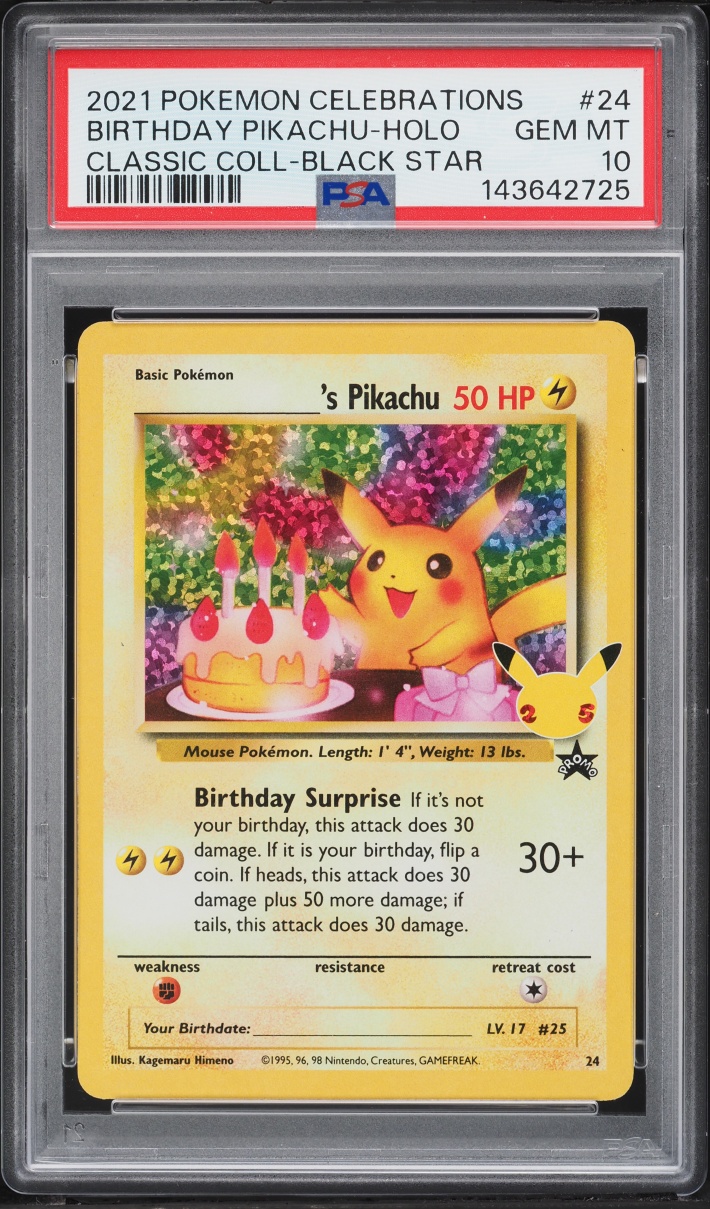 2021 Pokemon SWSH Promo Celebrations Classic Collection Holo Birthday Pikachu #24 PSA 10 GEM