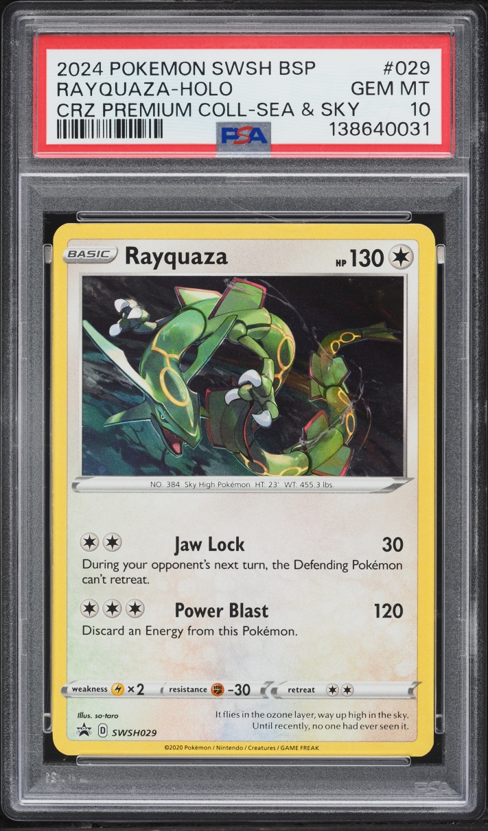 2024 Pokemon Sword & Shield Promo Premium Sea & Sky Holo Rayquaza #29 PSA 10 GEM MINT