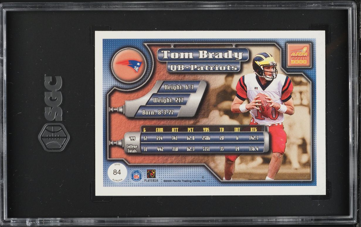 2000 Pacific Aurora Football Tom Brady ROOKIE #84 SGC 9 MINT