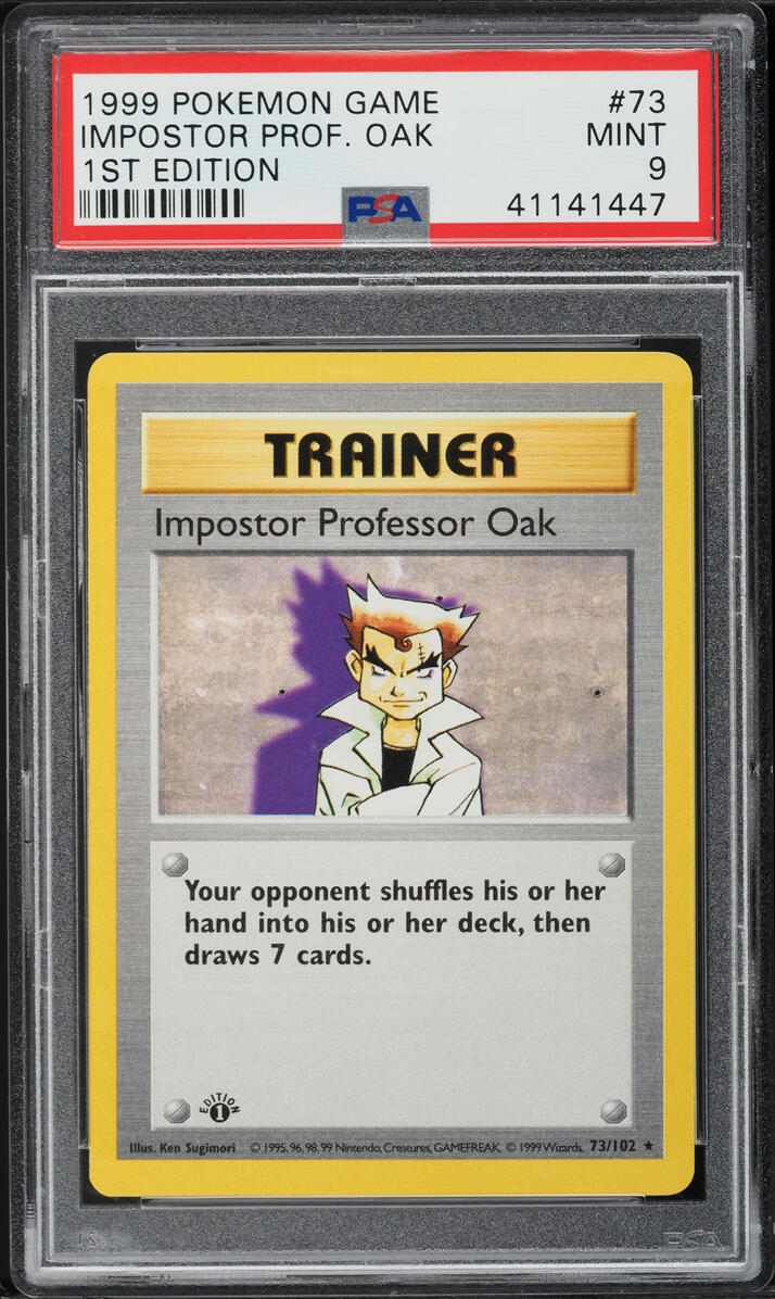 1999 Pokemon Base Set 1st Edition Impostor Professor Oak #73 PSA 9 MINT