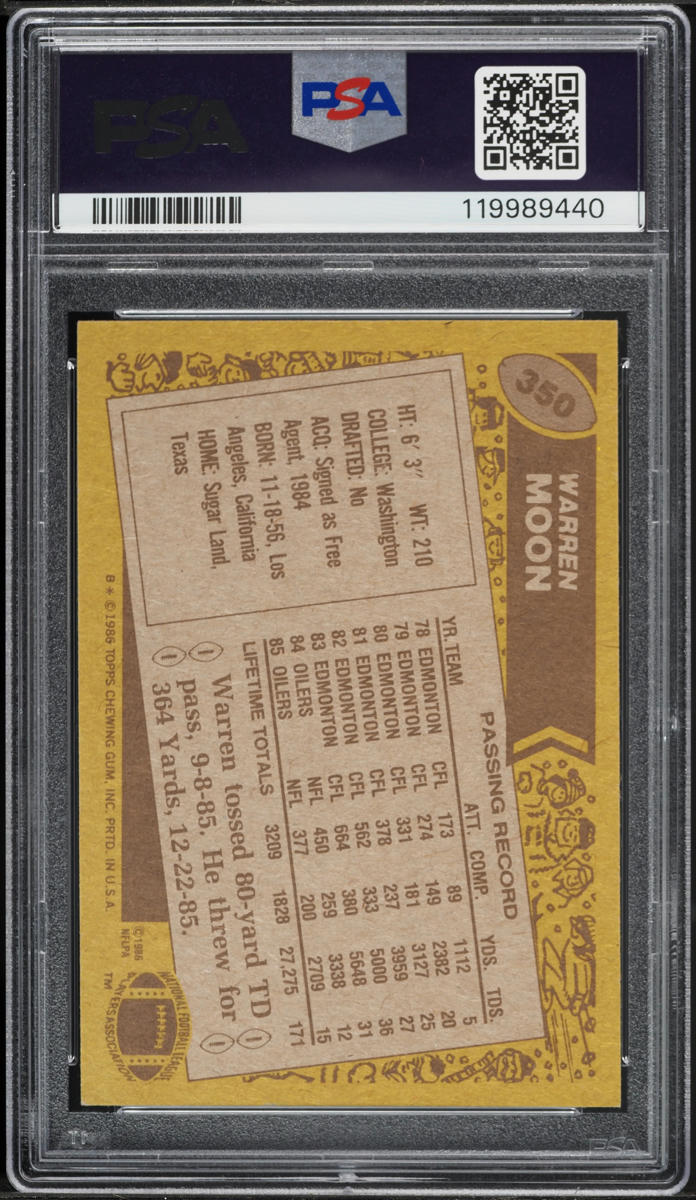 1986 Topps Football Warren Moon #350 PSA 4 VGEX