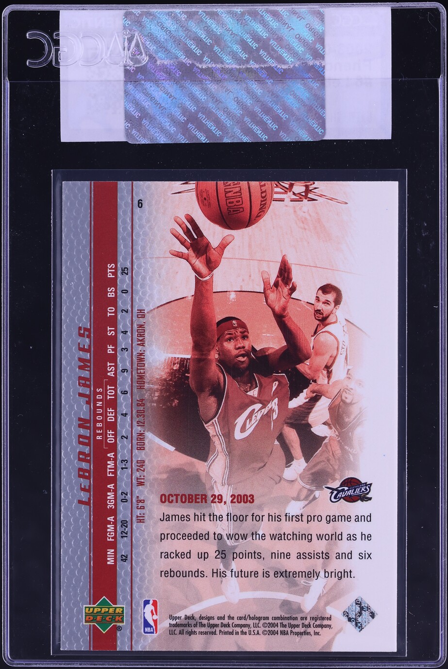 2003 Upper Deck Phenomenal Beginning LeBron James ROOKIE #6 CGC AUTH