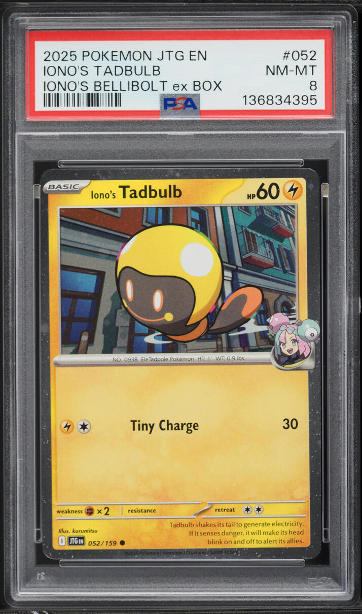 2025 Pokemon SV Journey Together Bellibolt Ex Box Iono's Tadbulb #052 PSA 8 NM-MT