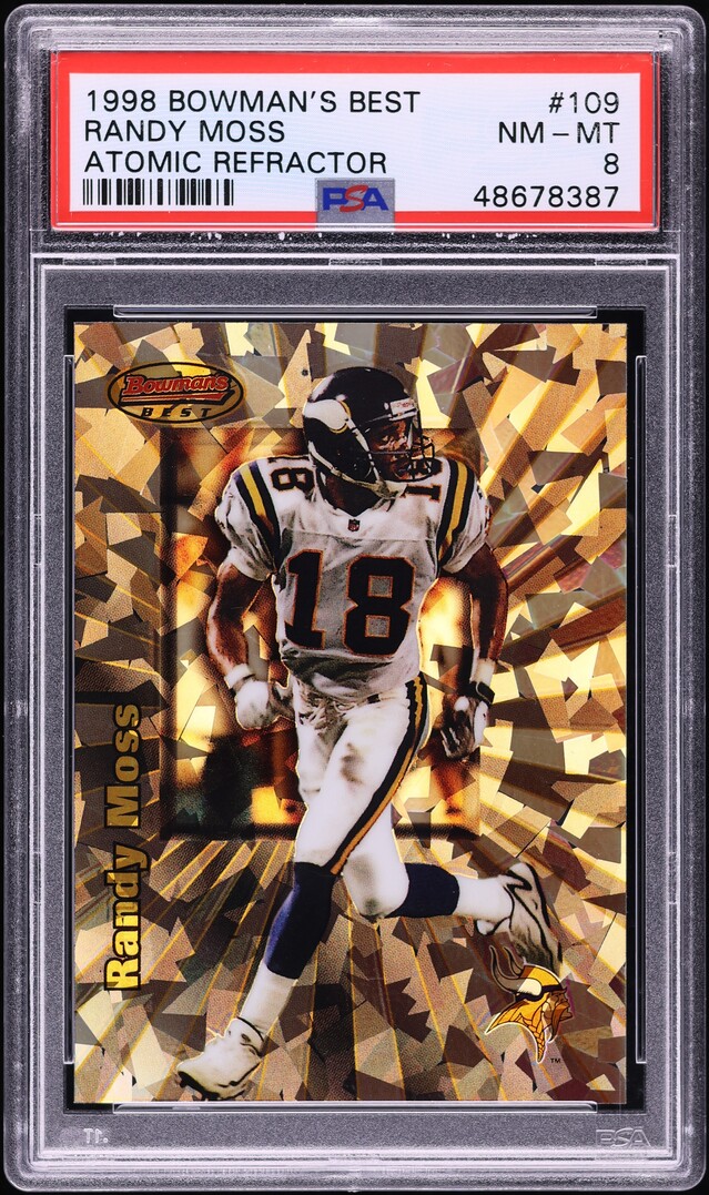 1998 Bowman's Best Atomic Refractor Randy Moss ROOKIE /100 #109 PSA 8 NM-MT