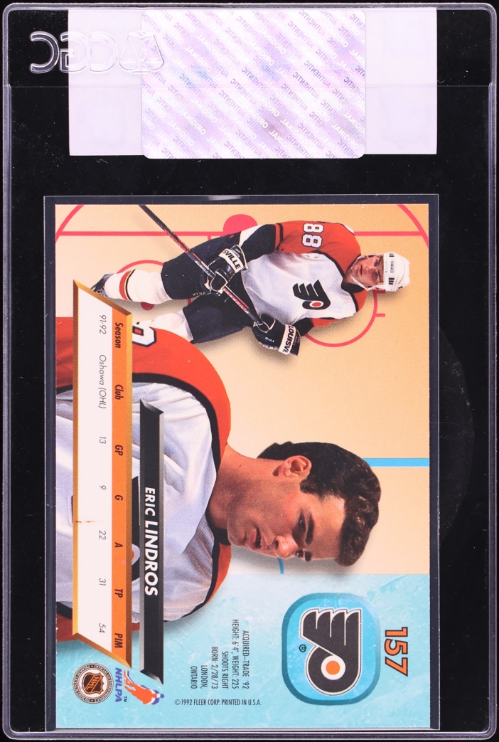 1992 Ultra Hockey Eric Lindros ROOKIE #157 CGC AUTH