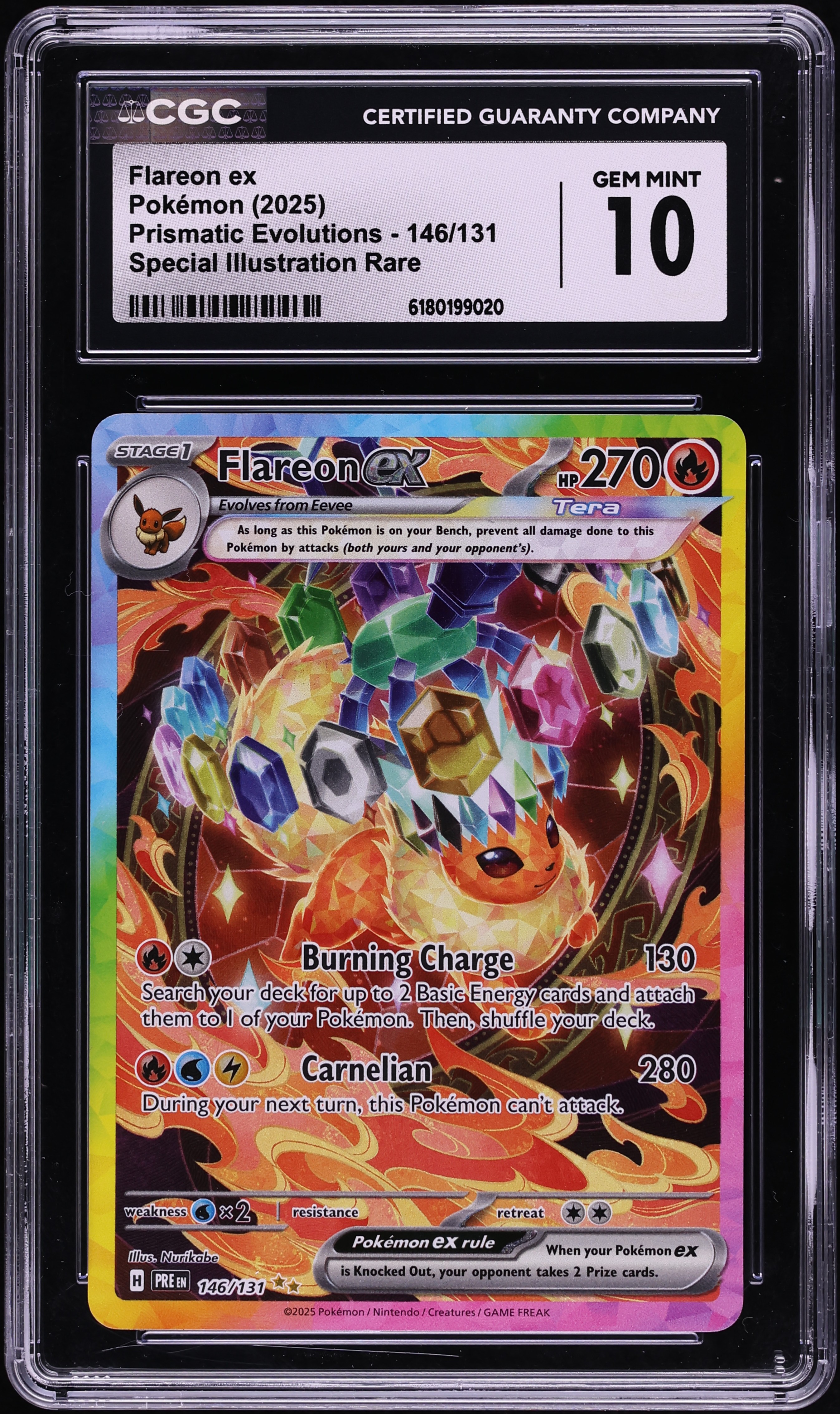 2025 Pokemon Scarlet & Violet Prismatic Evolutions SIR Flareon EX #146 CGC 10 GEM MINT