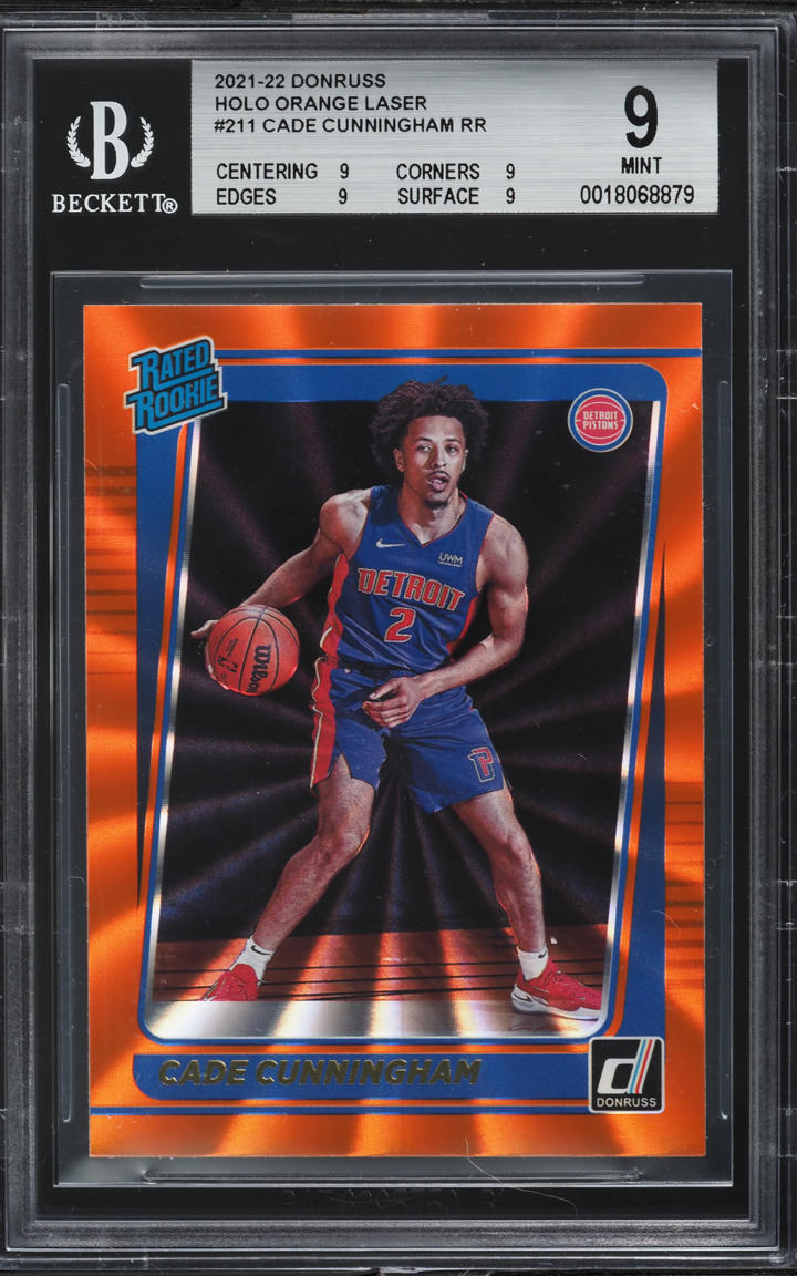 2021 Donruss Holo Orange Laser Cade Cunningham ROOKIE #211 BGS 9 MINT