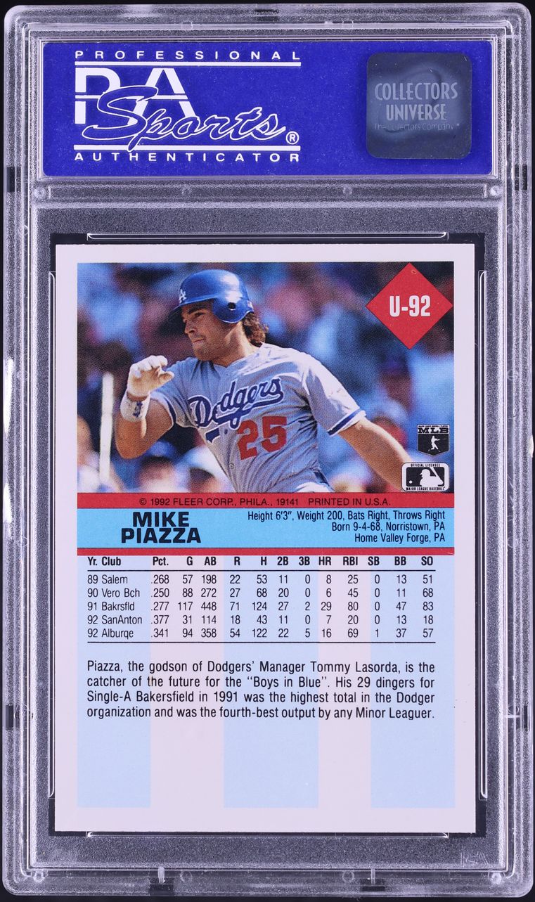1992 Fleer Update Mike Piazza ROOKIE #U-92 PSA 10 GEM MINT