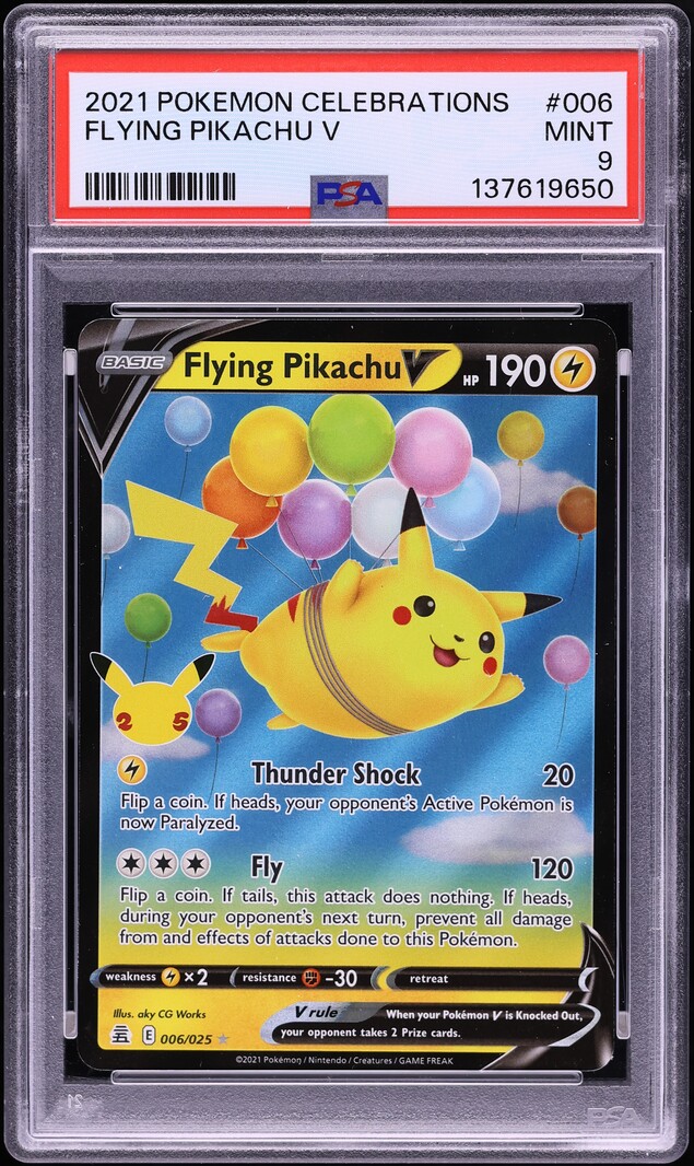 2021 Pokemon Sword & Shield Celebrations Holo Flying Pikachu V #6 PSA 9 MINT