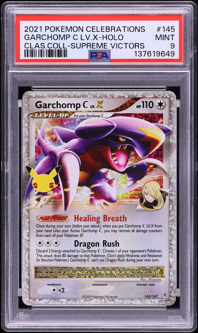 2021 Pokemon Sword & Shield Celebrations Holo Garchomp C LV.X #145 PSA 9 MINT