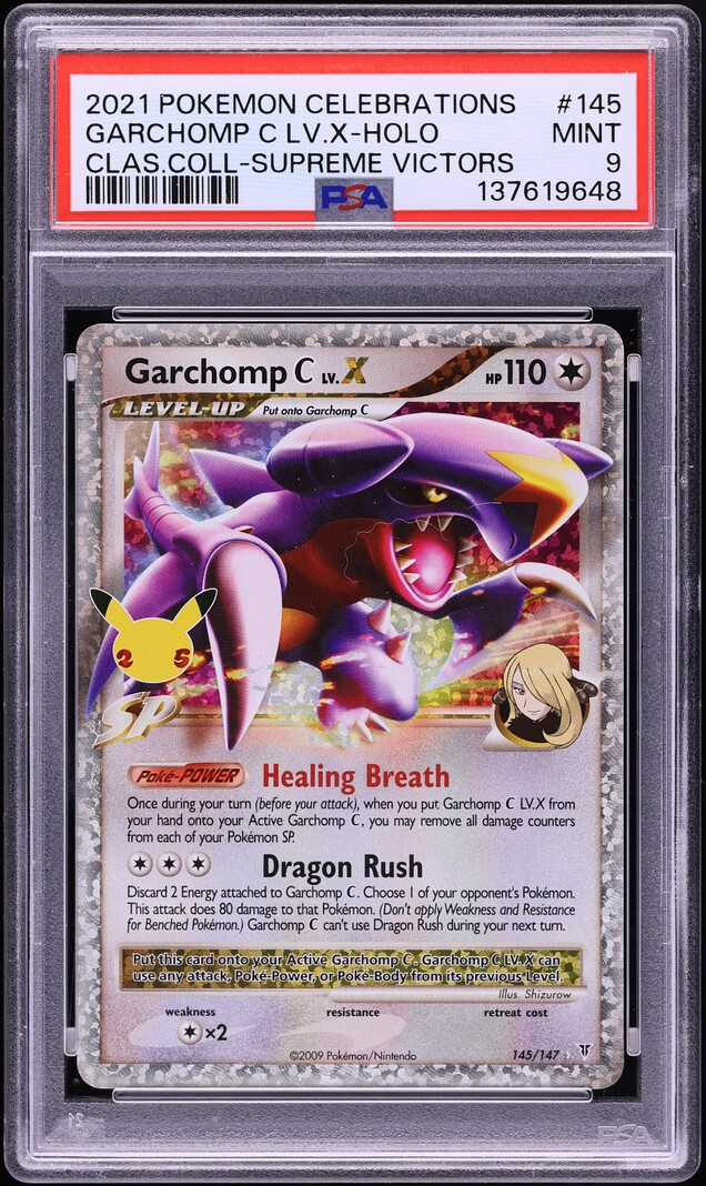 2021 Pokemon Sword & Shield Celebrations Holo Garchomp C LV.X #145 PSA 9 MINT