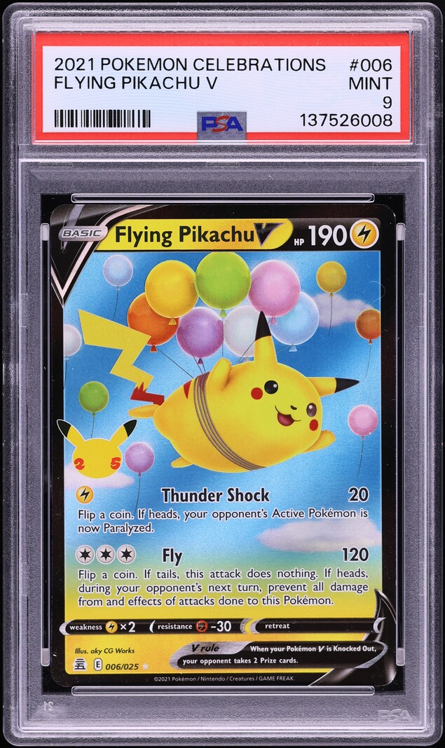 2021 Pokemon Sword & Shield Celebrations Holo Flying Pikachu V #6 PSA 9 MINT