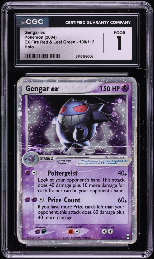 2004 Pokemon EX Fire Red & Leaf Green Holo Gengar ex #108 CGC 1 PR
