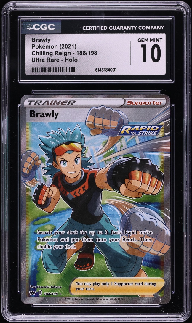 2021 Pokemon Sword & Shield Chilling Reign Full Art Brawly #188 CGC 10 GEM MINT
