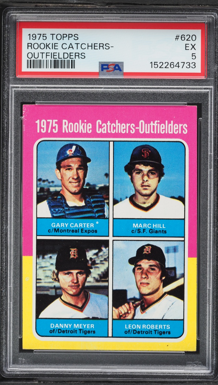 1975 Topps Catchers-Outfielders Gary Carter Marc Hill Leon Roberts Danny Meyer ROOKIE PSA 5 EX