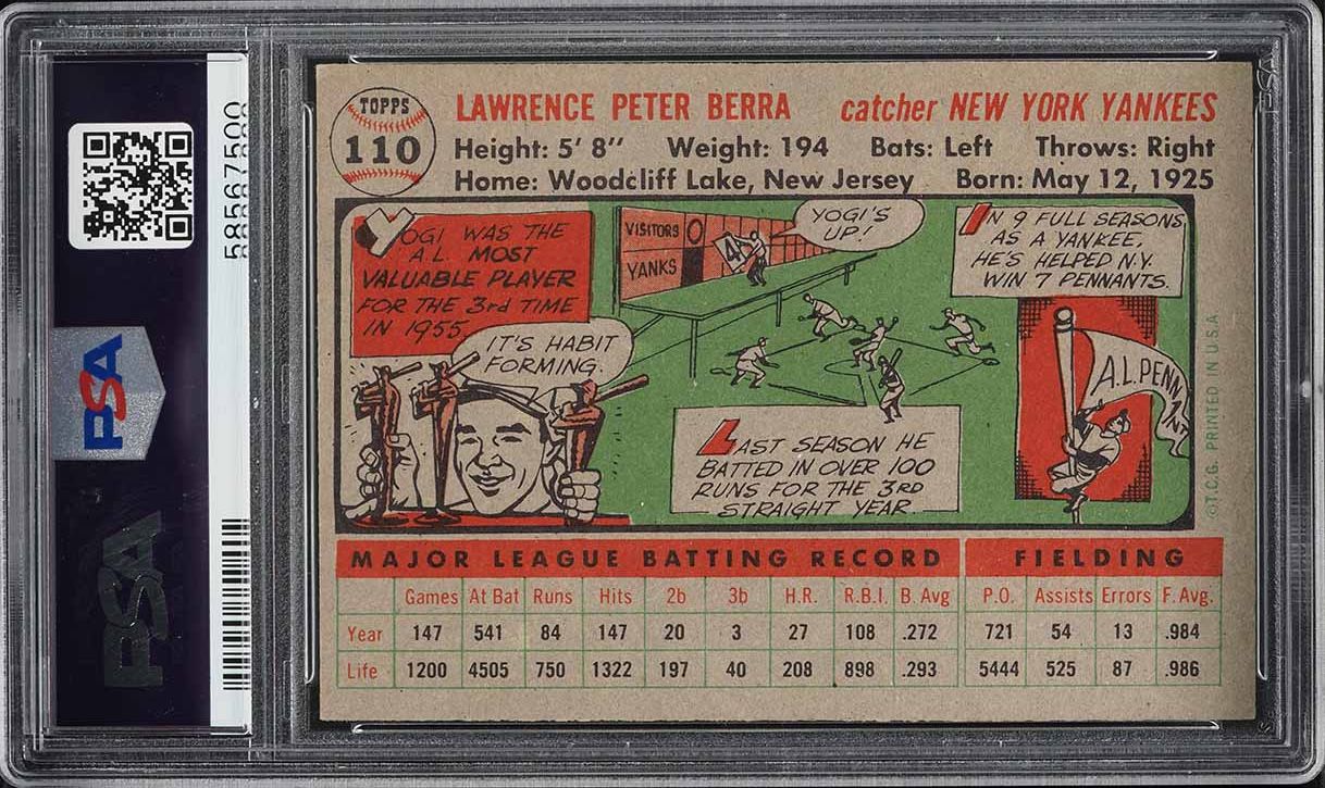 1956 Topps Yogi Berra #110 PSA 7 NRMT