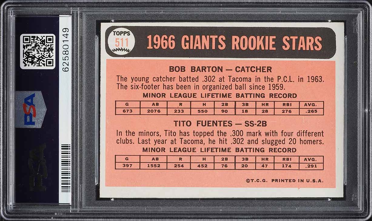 1966 Topps Giants Rookies #511 PSA 5 EX