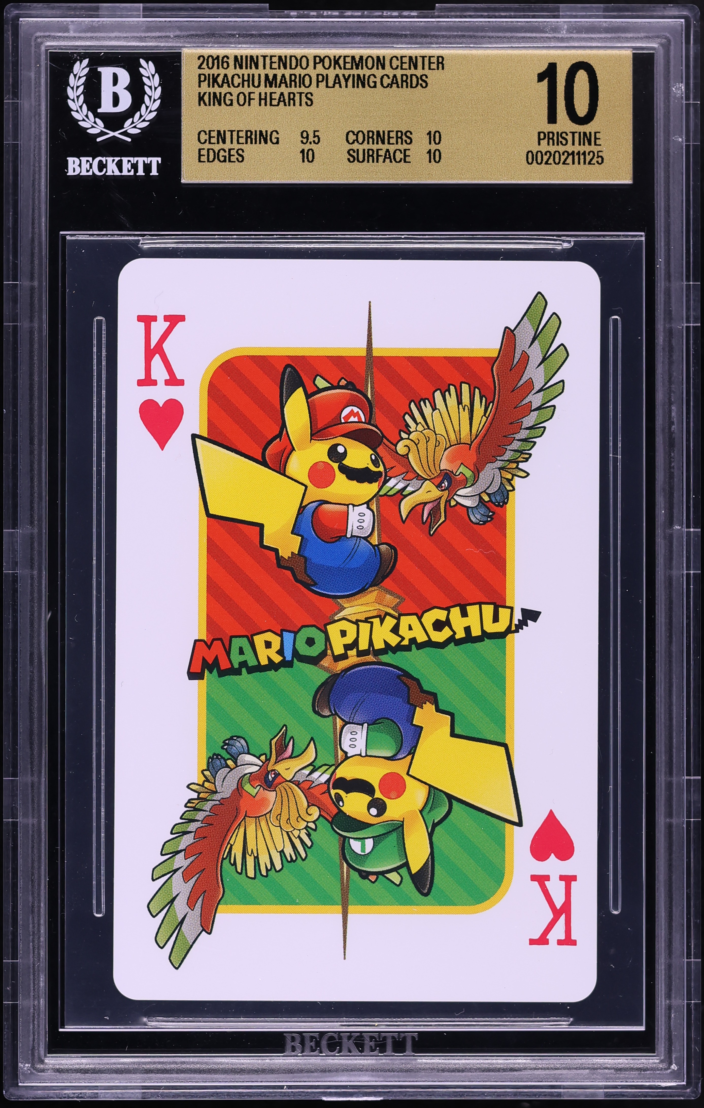 2016 Pokemon Playing Cards Center Nintendo Mario Pikachu King Of Hearts BGS 10 PRISTINE
