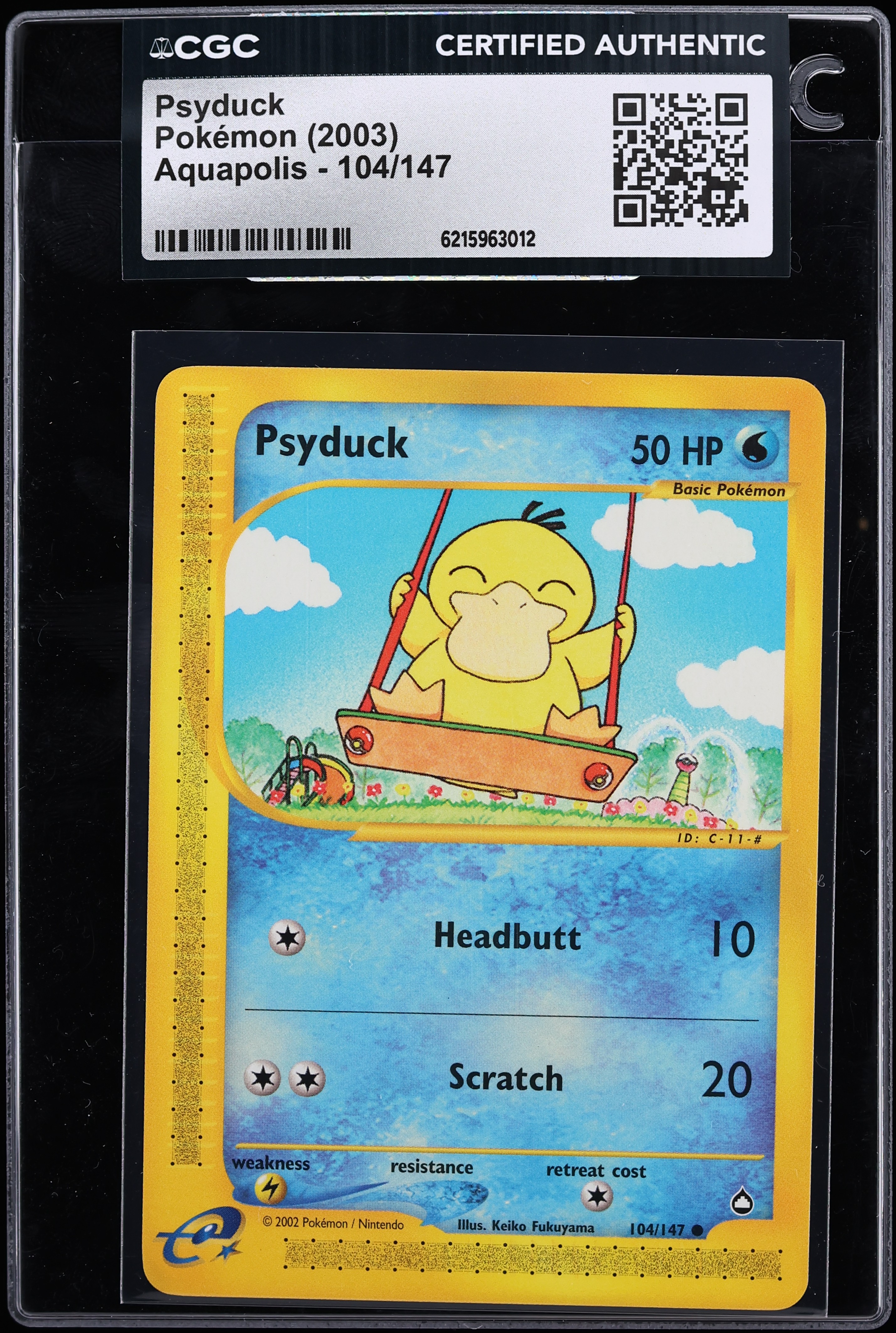 2003 Pokemon Aquapolis Psyduck #104 CGC AUTH