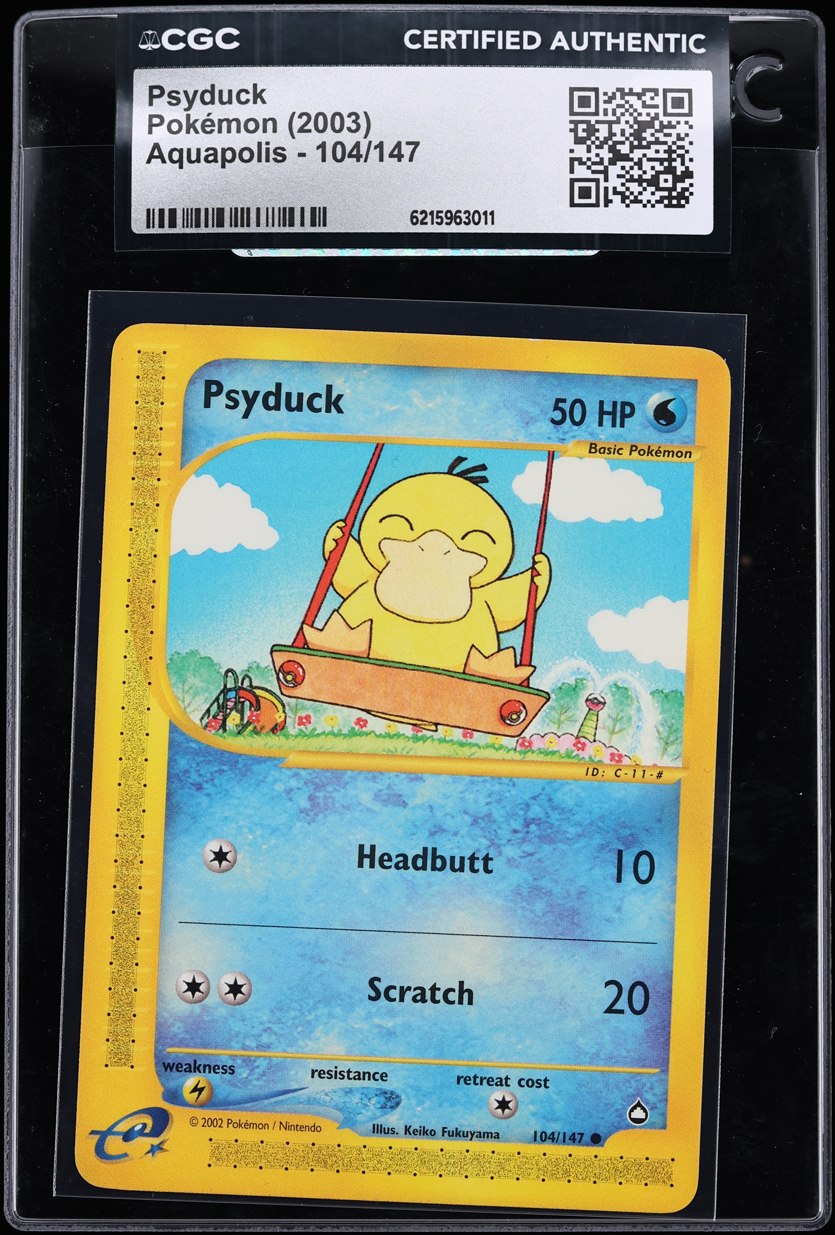 2003 Pokemon Aquapolis Psyduck #104 CGC AUTH