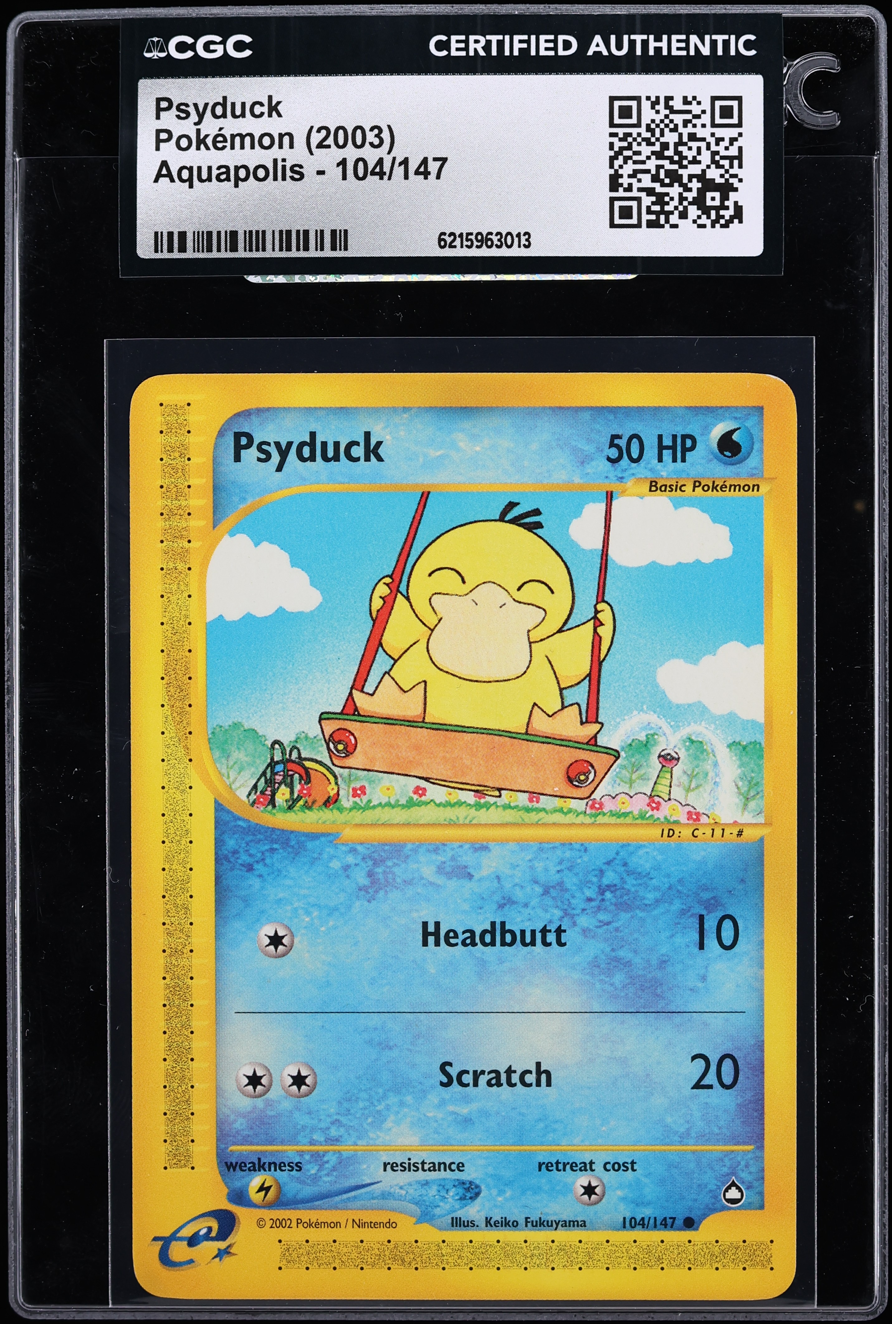 2003 Pokemon Aquapolis Psyduck #104 CGC AUTH