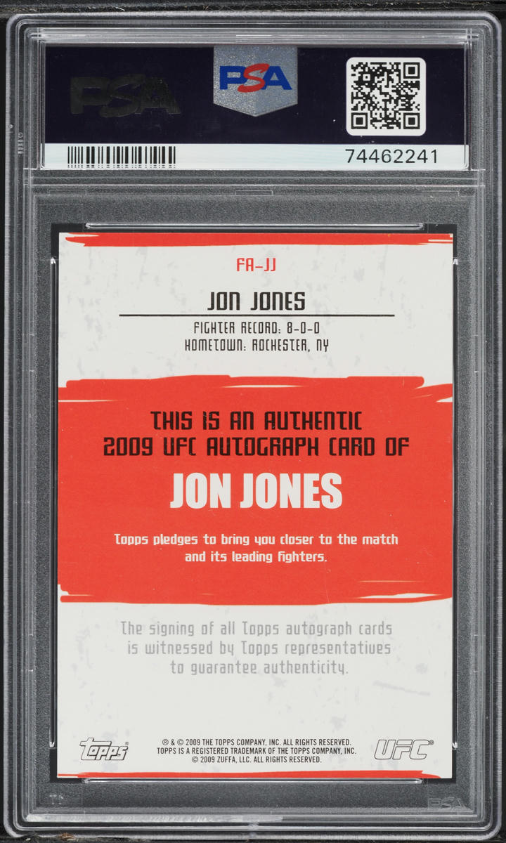 2009 Topps UFC Jon Jones ROOKIE AUTO #FA-JJ PSA 10 GEM MINT