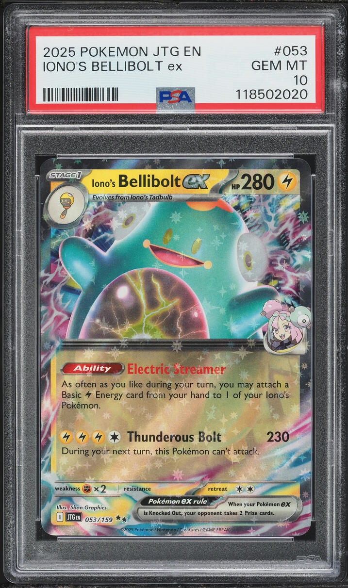 2025 Pokemon Scarlet & Violet Journey Together Holo Iono's Bellibolt ex #53 PSA 10 GEM MINT