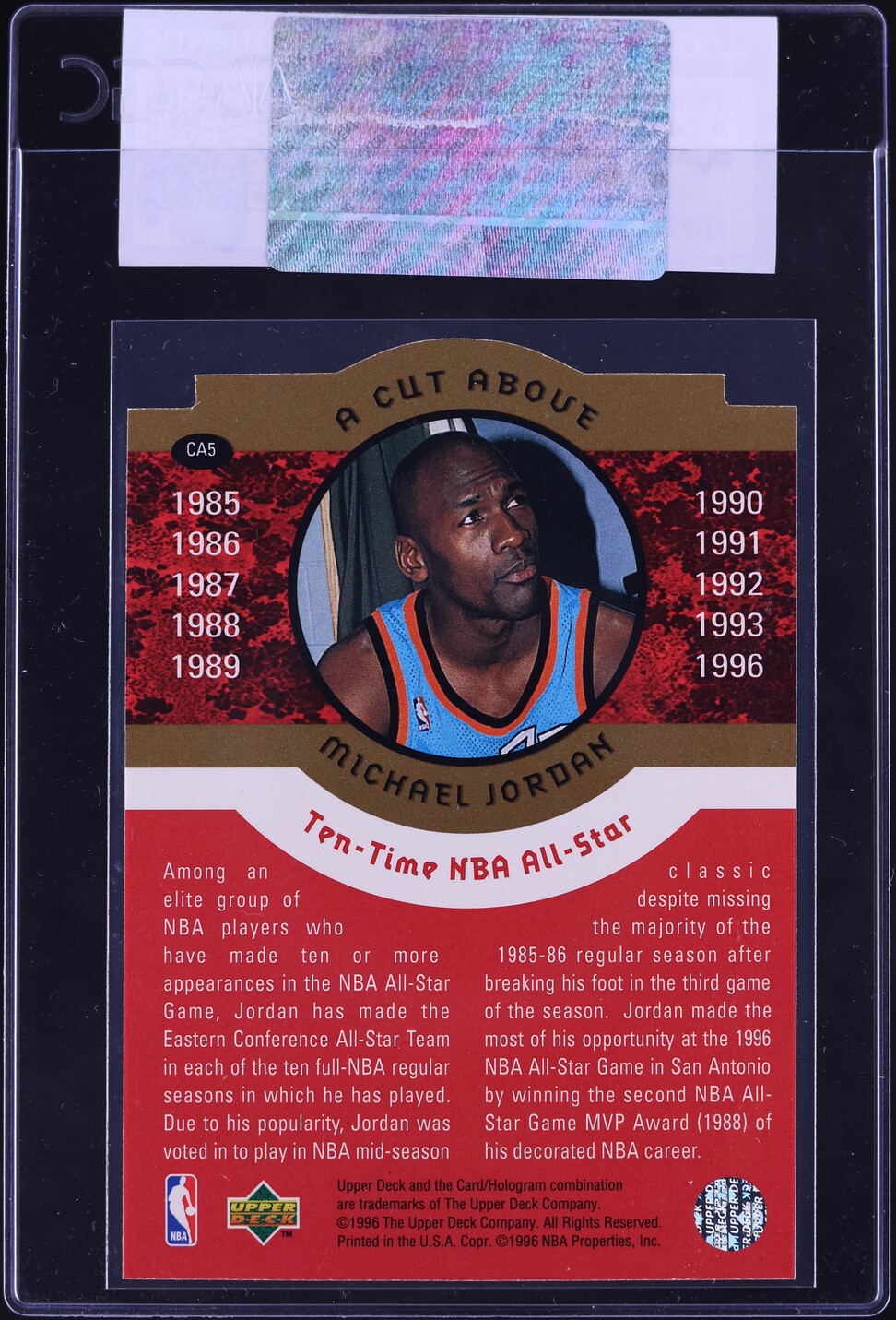 1996 Collector's Choice A Cut Above Die-Cut Michael Jordan #CA5 CGC AUTH