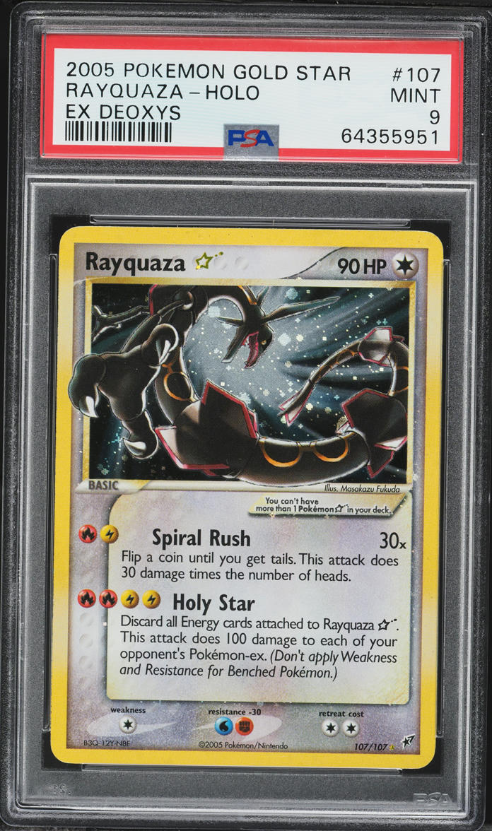 2005 Pokemon EX Deoxys Holo Rayquaza Gold Star #107 PSA 9 MINT