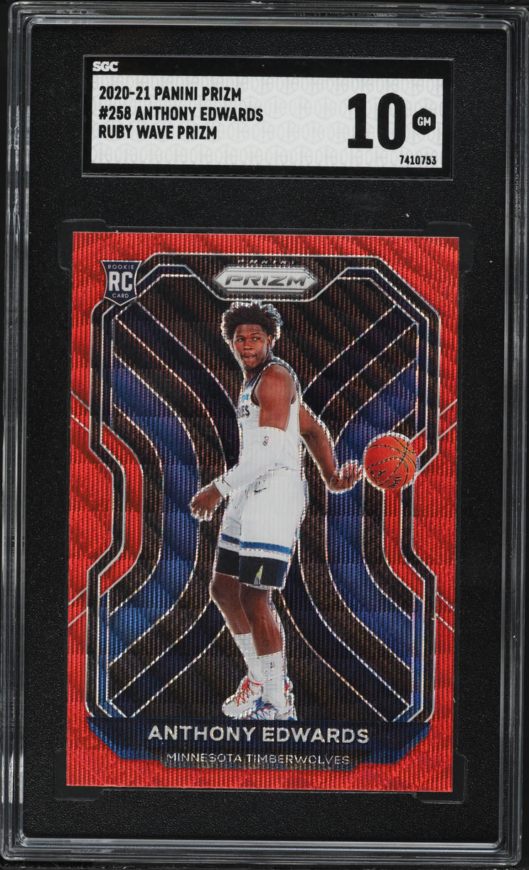 2020 Panini Prizm Ruby Wave Anthony Edwards ROOKIE #258 SGC 10 GEM MINT