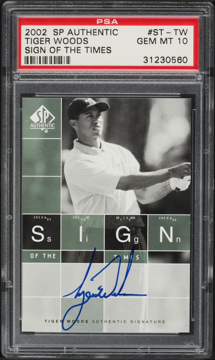 2002 SP Authentic Sign Of The Times Tiger Woods AUTO #ST-TW PSA 10 GEM MINT