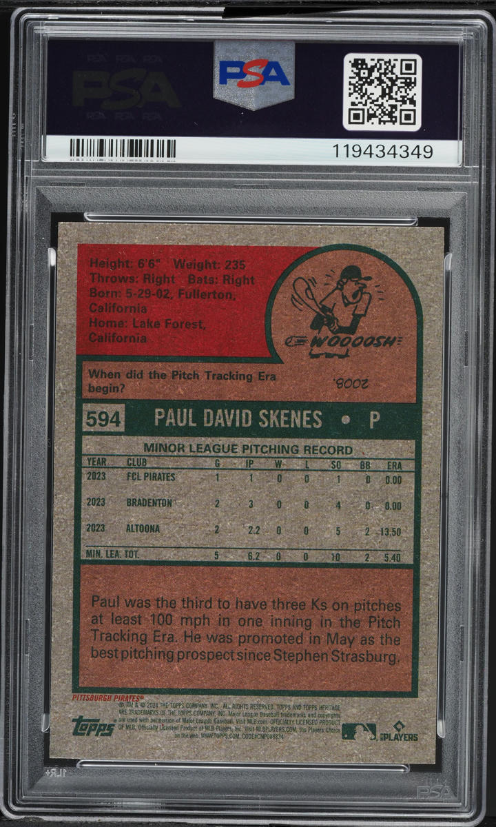 2024 Topps Heritage Paul Skenes ROOKIE #594 PSA 10 GEM MINT