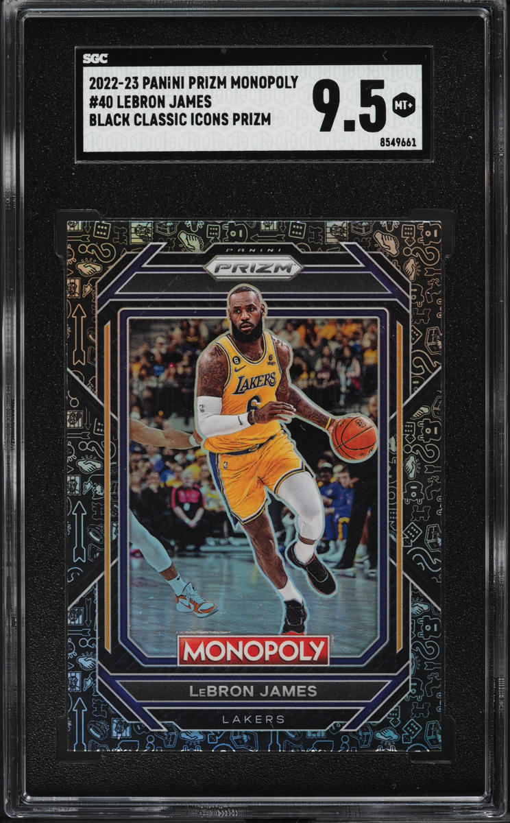 2022 Panini Prizm Monopoly Black Classic Icons Prizm LeBron James #40 SGC 9.5