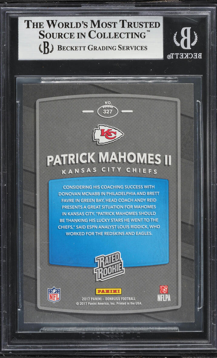 2017 Donruss Press Proof Blue Patrick Mahomes II ROOKIE #327 BGS 9 MINT