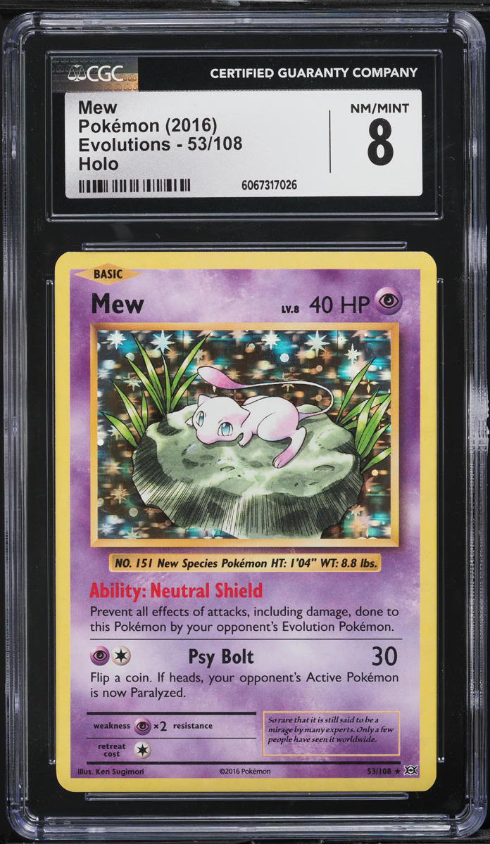 2016 Pokemon XY Evolutions Holo Mew #53 CGC 8 NM-MT