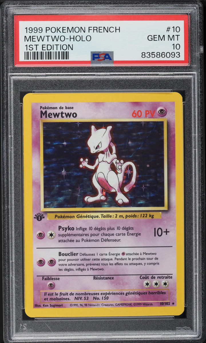 1999 Pokemon French Base Set 1st Edition Holo Mewtwo #10 PSA 10 GEM MINT