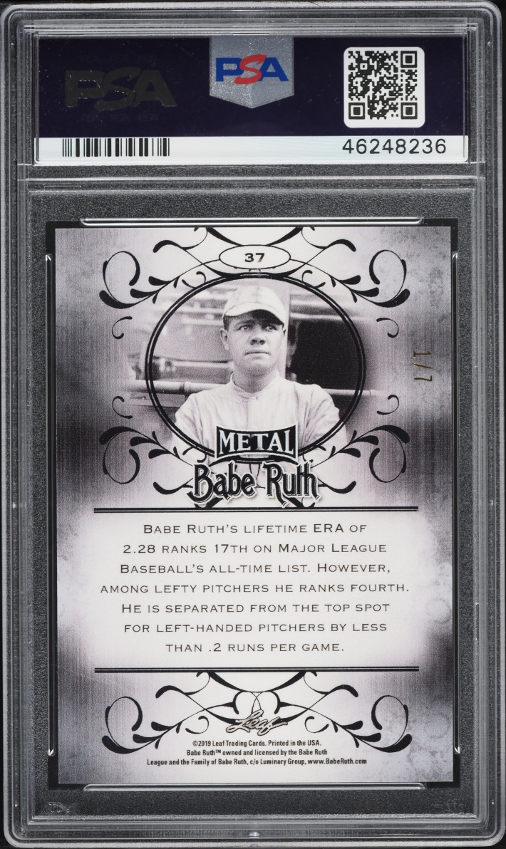 2019 Leaf Metal Babe Ruth Green Wave Babe Ruth 1/7 #37 PSA 10 GEM MINT