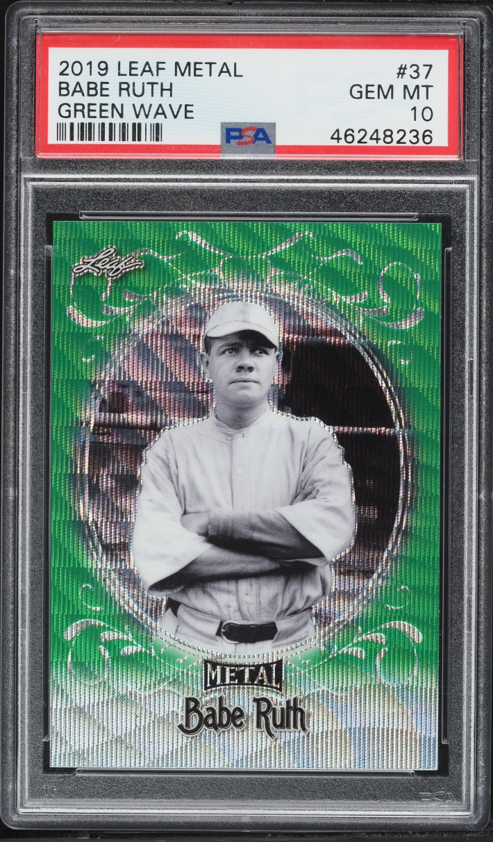 2019 Leaf Metal Babe Ruth Green Wave Babe Ruth 1/7 #37 PSA 10 GEM MINT