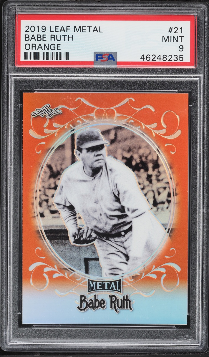 2019 Leaf Metal Babe Ruth Orange Babe Ruth JERSEY # 3/5 #21 PSA 9 MINT