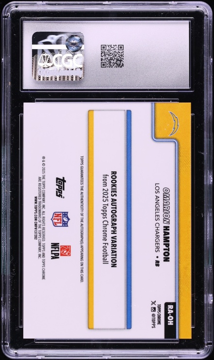 2025 Topps Chrome Teal Refractor Omarion Hampton ROOKIE AUTO /299 #RA-OH CGC 8 NM-MT