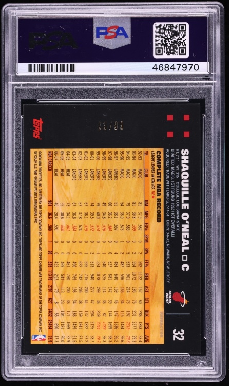 2007 Topps Chrome White Refractor Shaquille O'Neal /99 #32 PSA 9 MINT