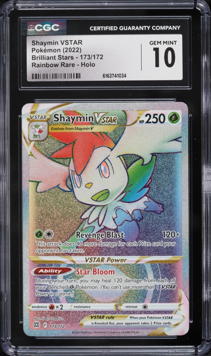 2022 Pokemon Sword & Shield Brilliant Stars Rainbow Rare Shaymin VSTAR #173 CGC 10 GEM MINT