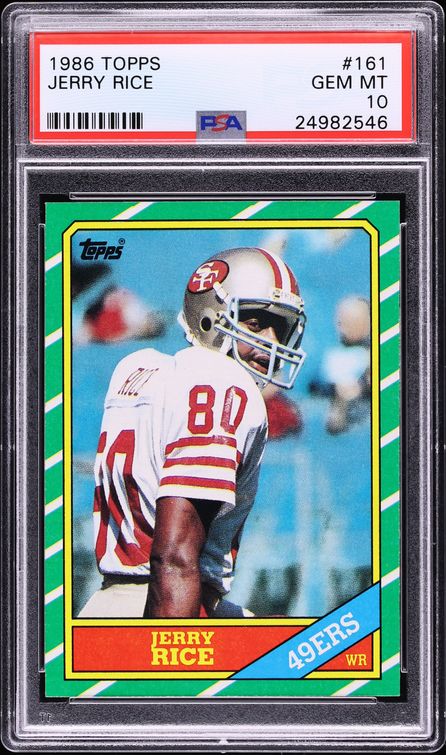1986 Topps Football Jerry Rice ROOKIE #161 PSA 10 GEM MINT on Fanatics ...