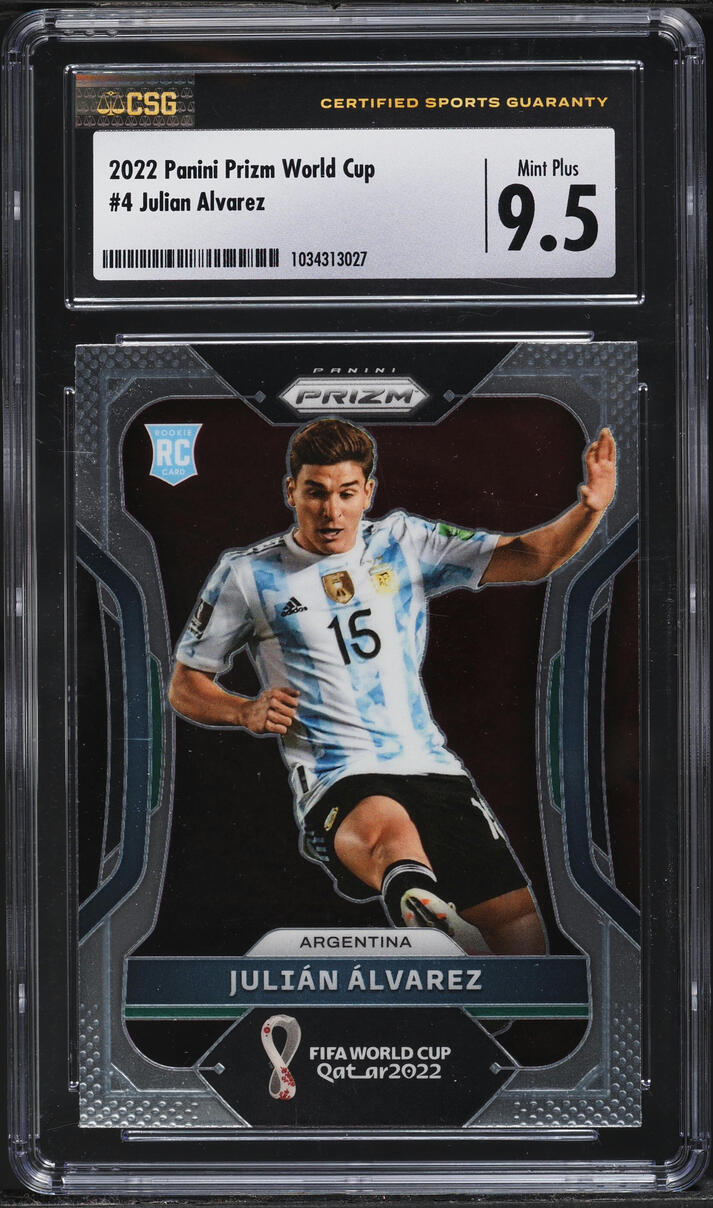 2022 Panini Prizm World Cup Hyper Julian Alvarez ROOKIE #4 CSG 9.5 MINT+