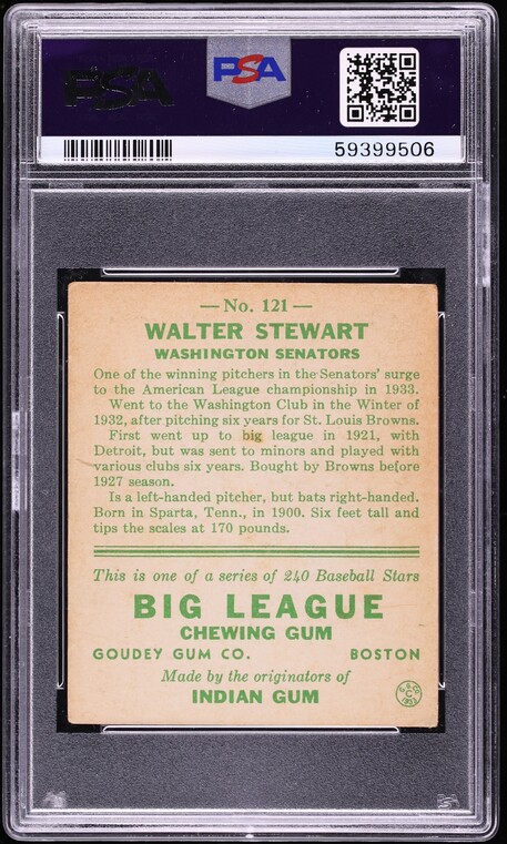 1933 Goudey Walter Stewart #121 PSA 3 VG