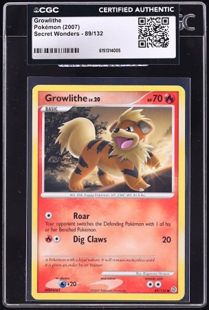 2007 Pokemon Diamond & Pearl Secret Wonders Growlithe #89 CGC AUTH