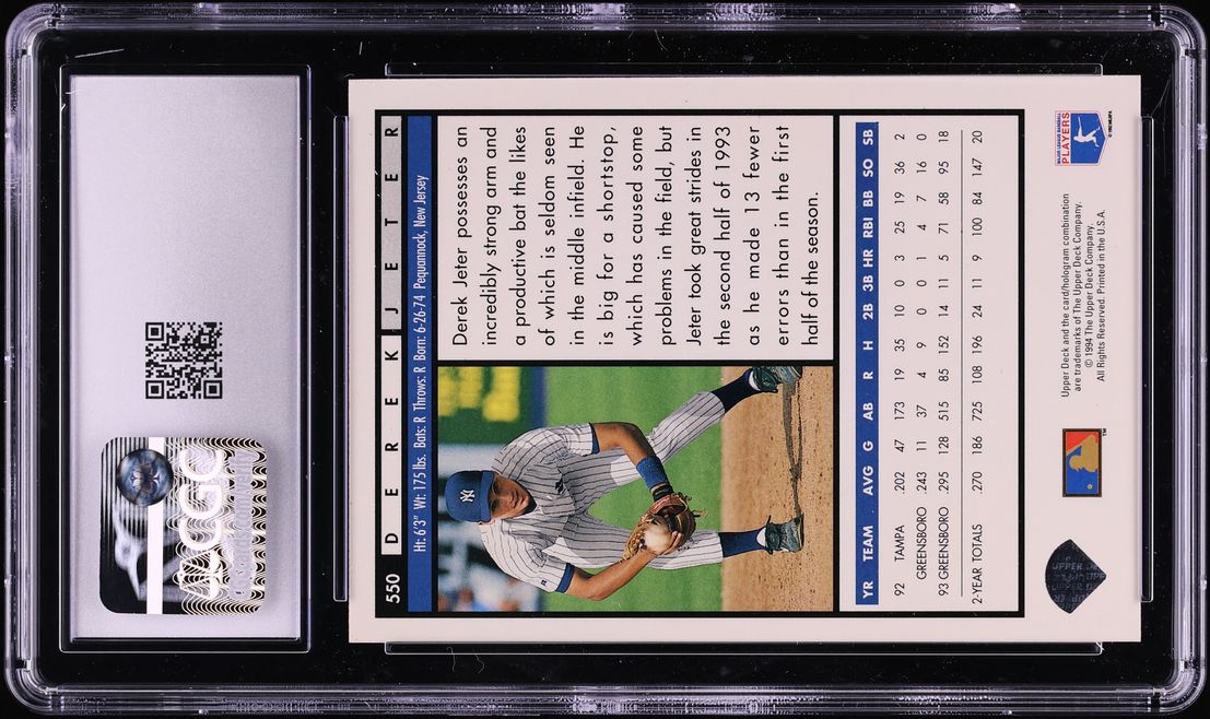 1994 Upper Deck Electric Diamond Derek Jeter ROOKIE #550 CGC 9.5 MINT+