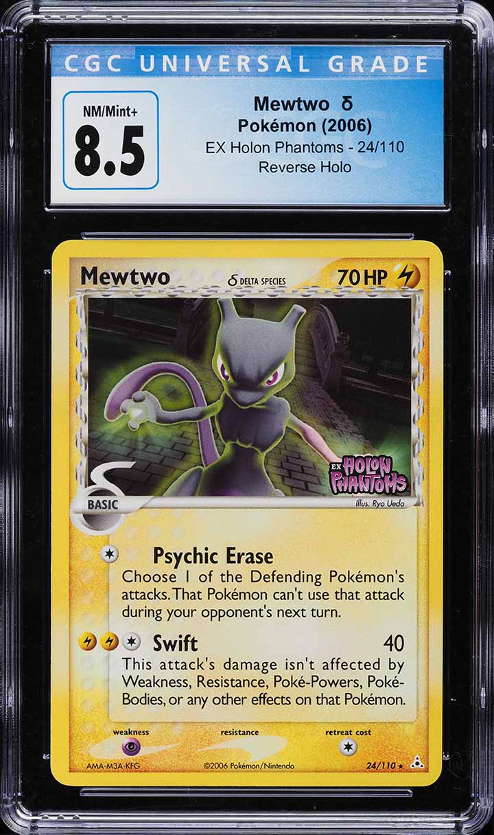 2006 Pokemon EX Holon Phantoms Reverse Holo Mewtwo #24 CGC 8.5 NM-MT+